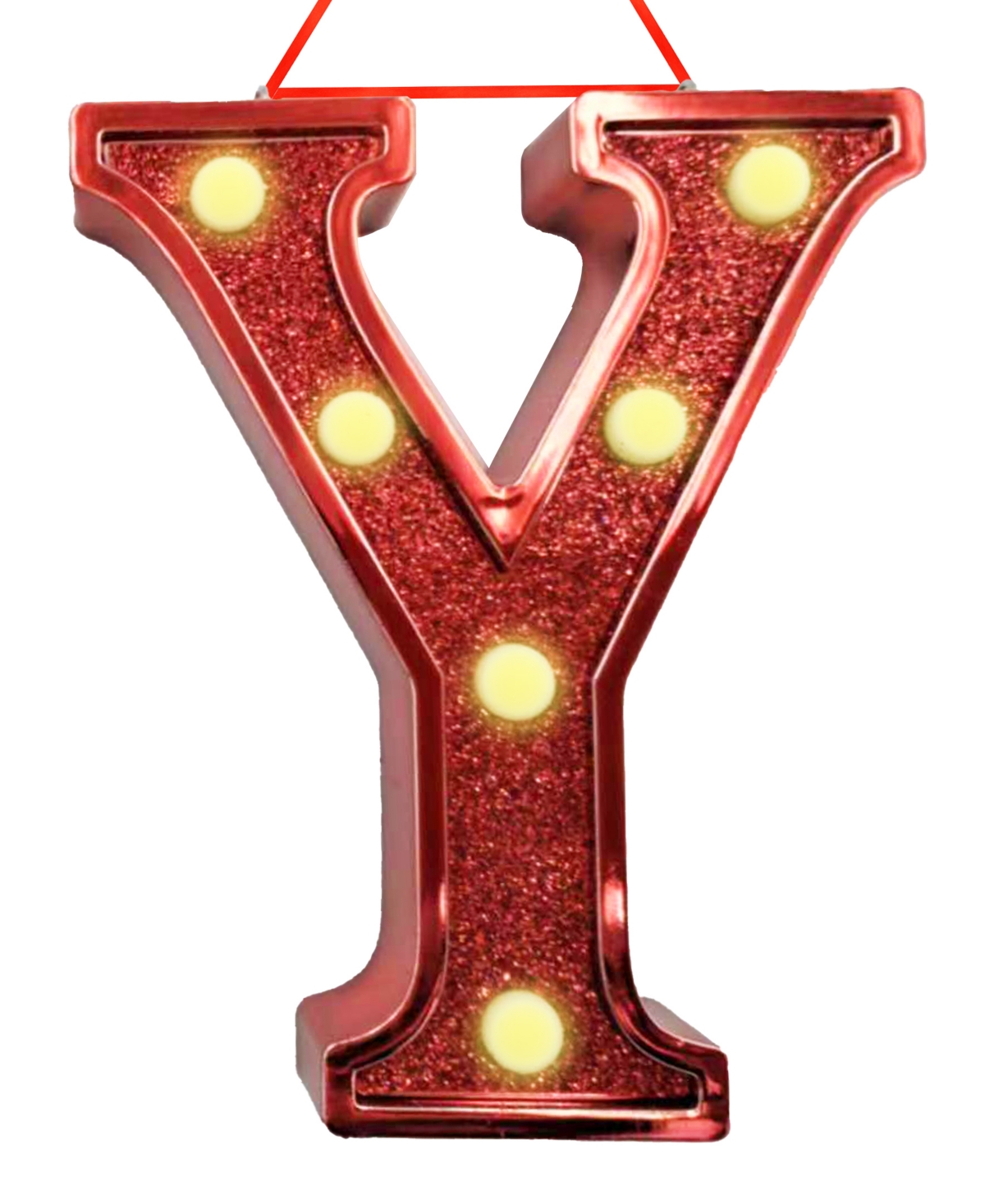 Ganz Light Up Initial Red Glitter Ornament In Red