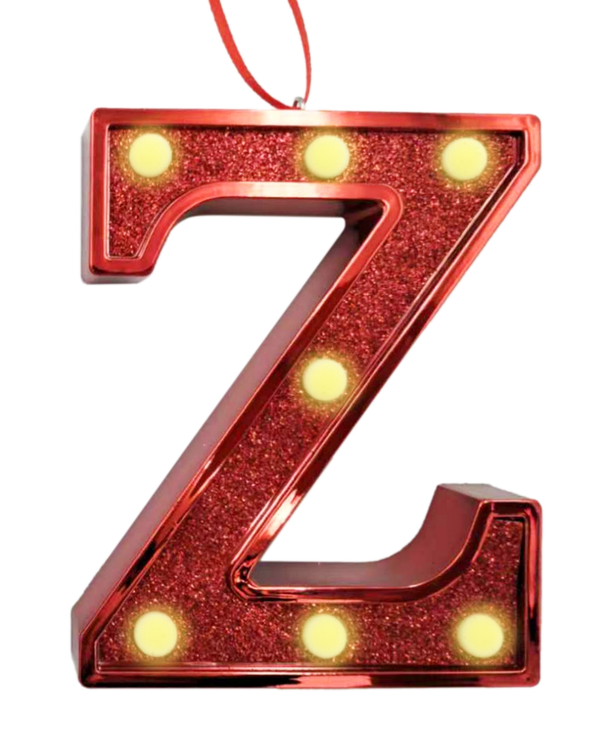 Ganz Light Up Initial Red Glitter Ornament In Red