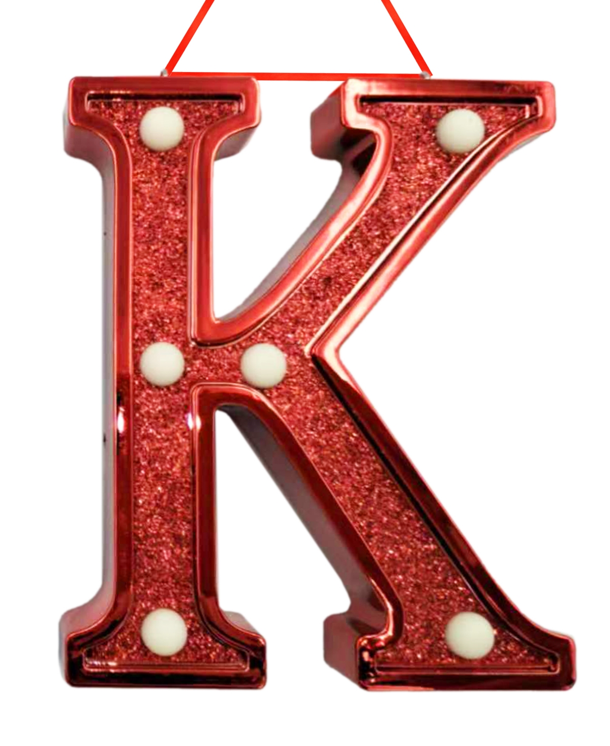 Ganz Light Up Initial Red Glitter Ornament In Red