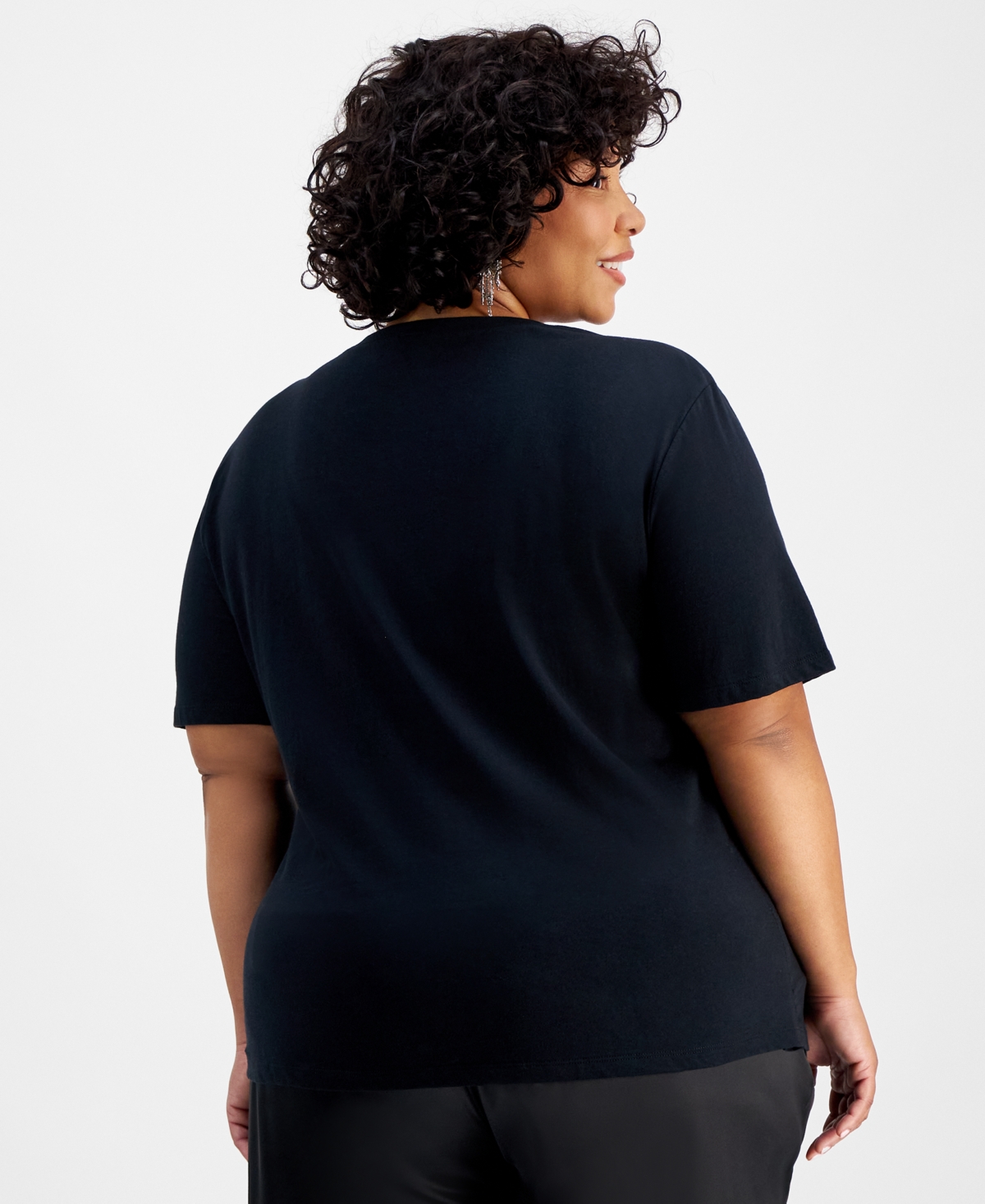 I.n.c. International Concepts Plus Size Embellished Cotton T-Shirt, Created for Macy's