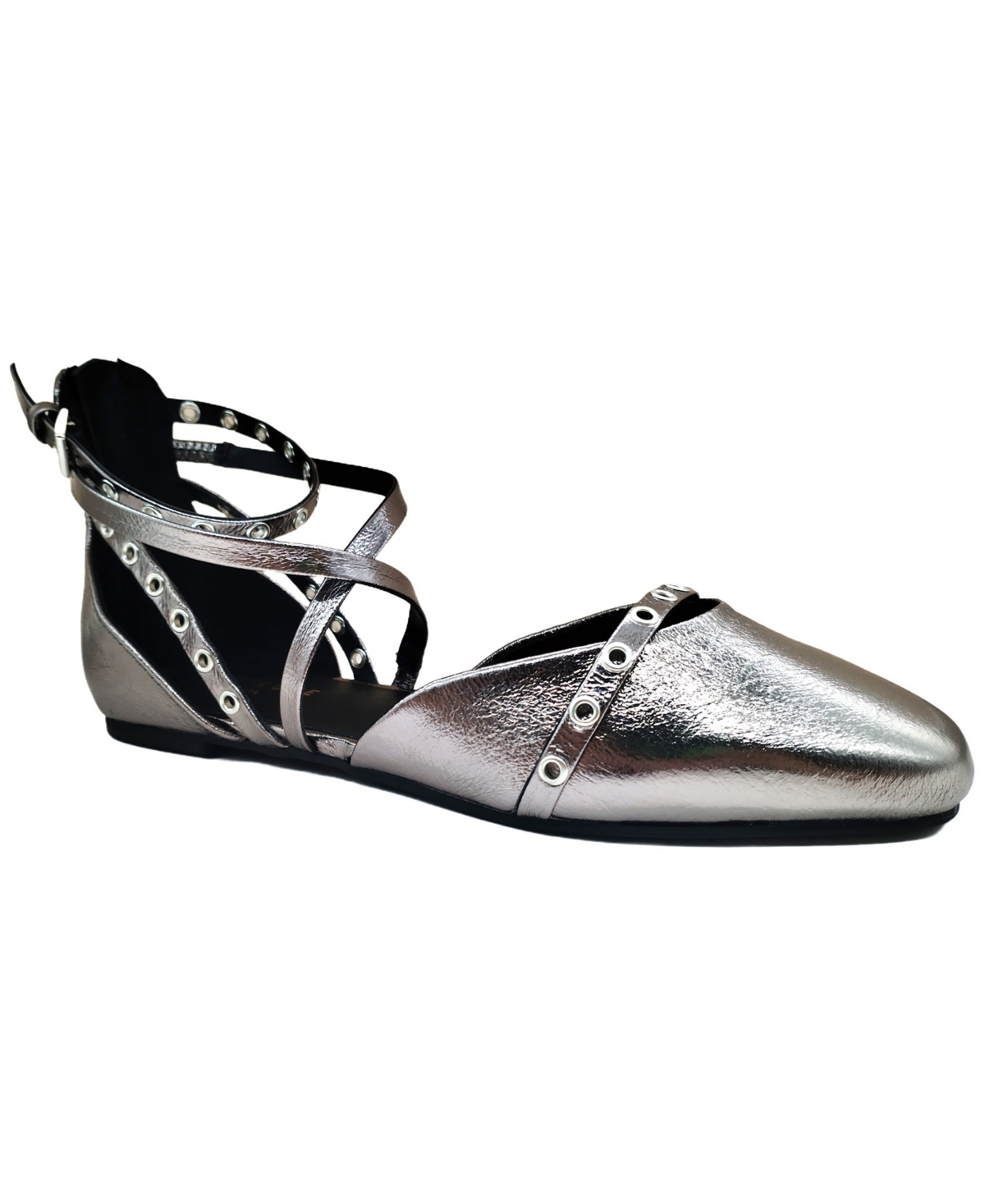 Shop Kenneth Cole New York Women's Mason Strappy Flats In Pewter