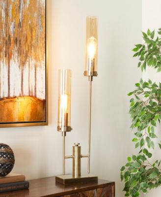 33" Metal Tall Accent Lamp with Cylinder Glass Shades