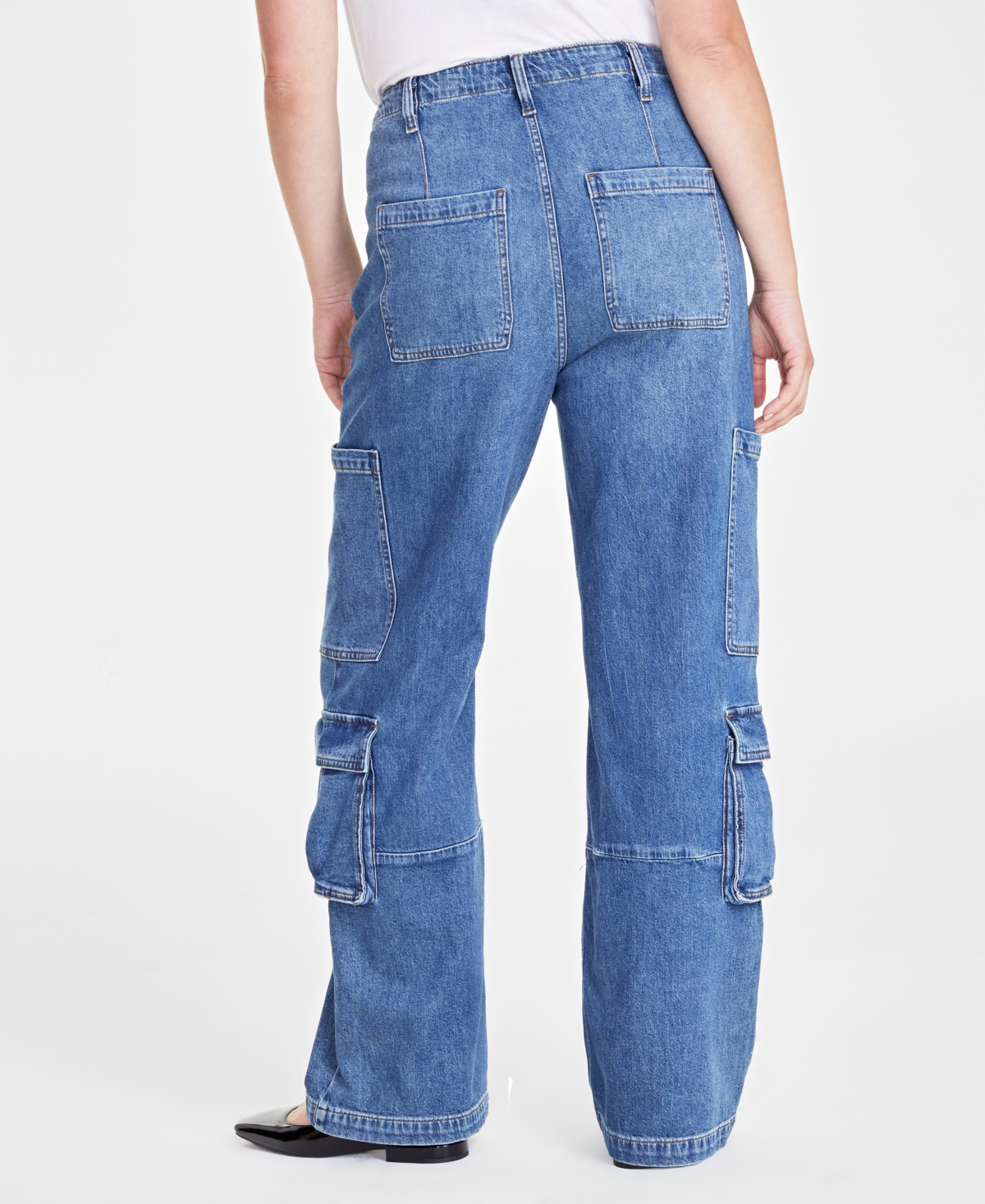 On 34th Women's High Rise Utility Cargo Jeans, Created For Macy's In Tinted Dark