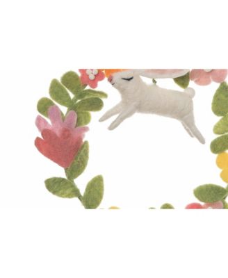 Bunny Spring Wreath Figurine