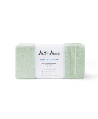 600 GSM Ringspun Cotton Hand Towels, 6-Pack, 16" x 28" with Striped Dobby Border