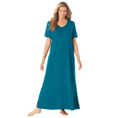 Plus Size Dreams and Co. V-Neck Short Sleeve Maxi T-Shirt Lounger
