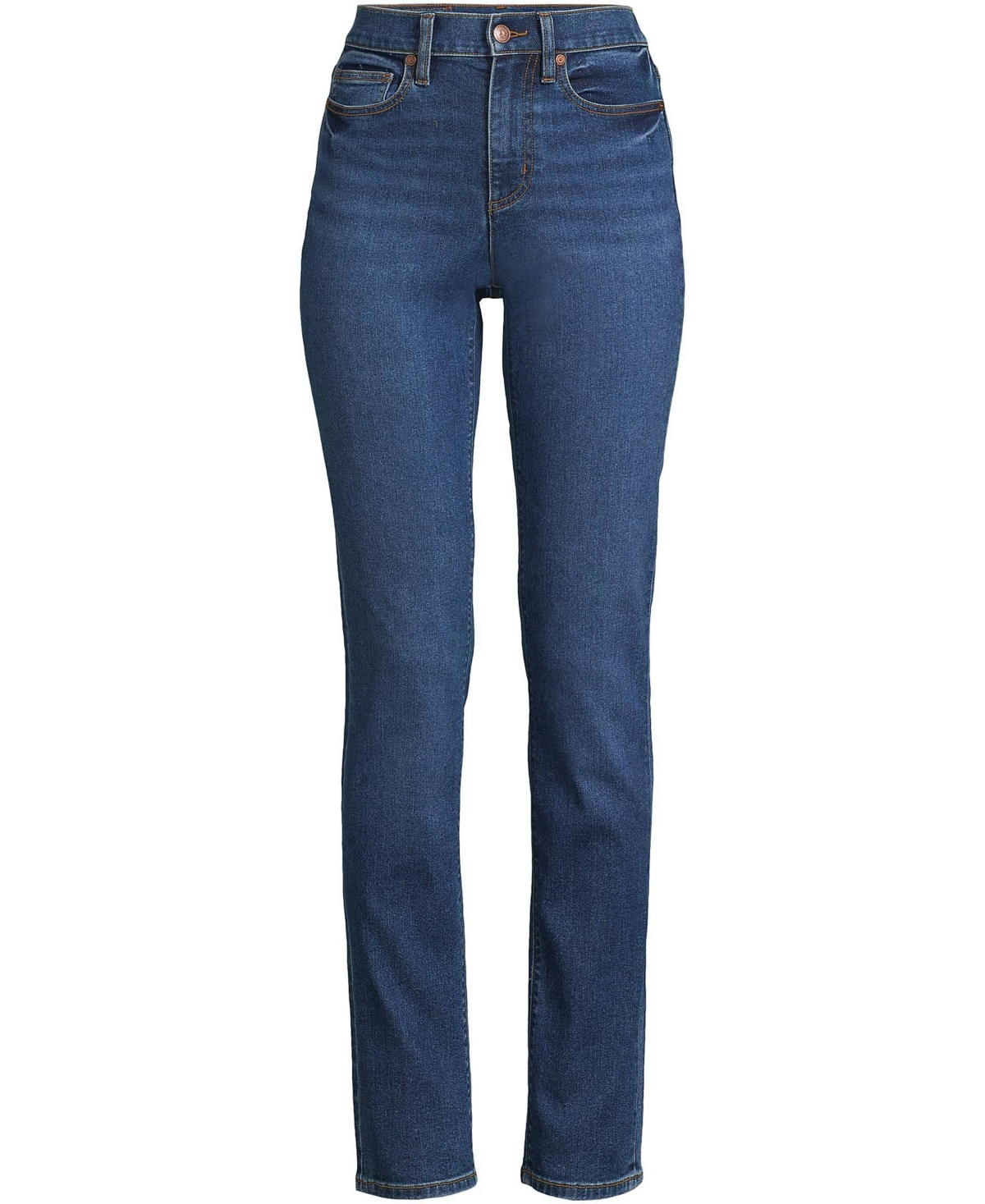 Lands End Plus Size Recover High Rise Straight Leg Blue Jeans Indigo tide blue Smart Closet