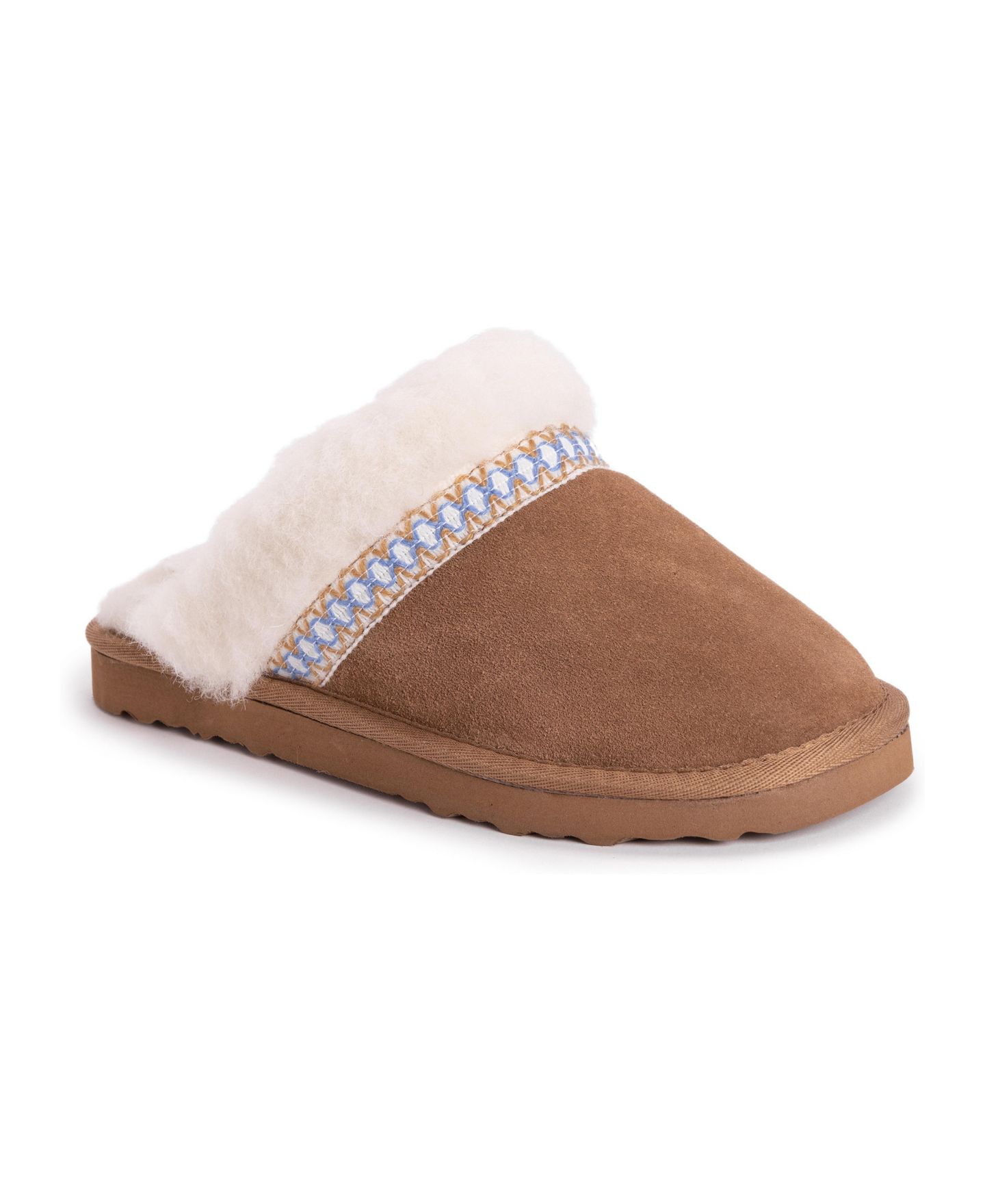 Женские тапочки MUK LUKS Dawn Suede Scuff Slippers, цвет: Карамельный — фото 1