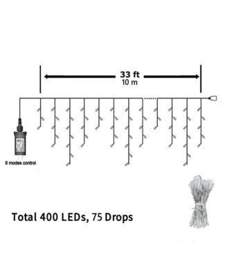 33ft 400 LED Outdoor String Icicle Lights Warm Lights