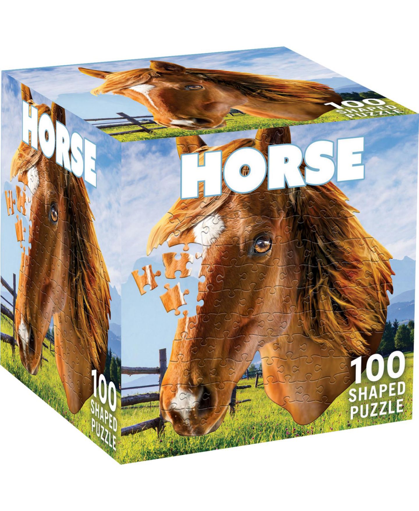 Детский пазл MasterPieces Puzzles Horse Squzzle 100-Piece Shaped Jigsaw Puzzle, от 6 лет — фото 1