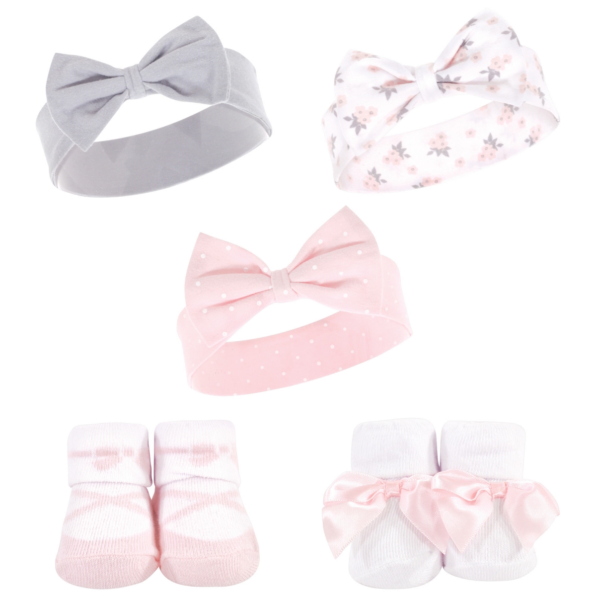 Hudson Baby Baby Girls 10Pc Headband and Socks Set, Months - Ballet