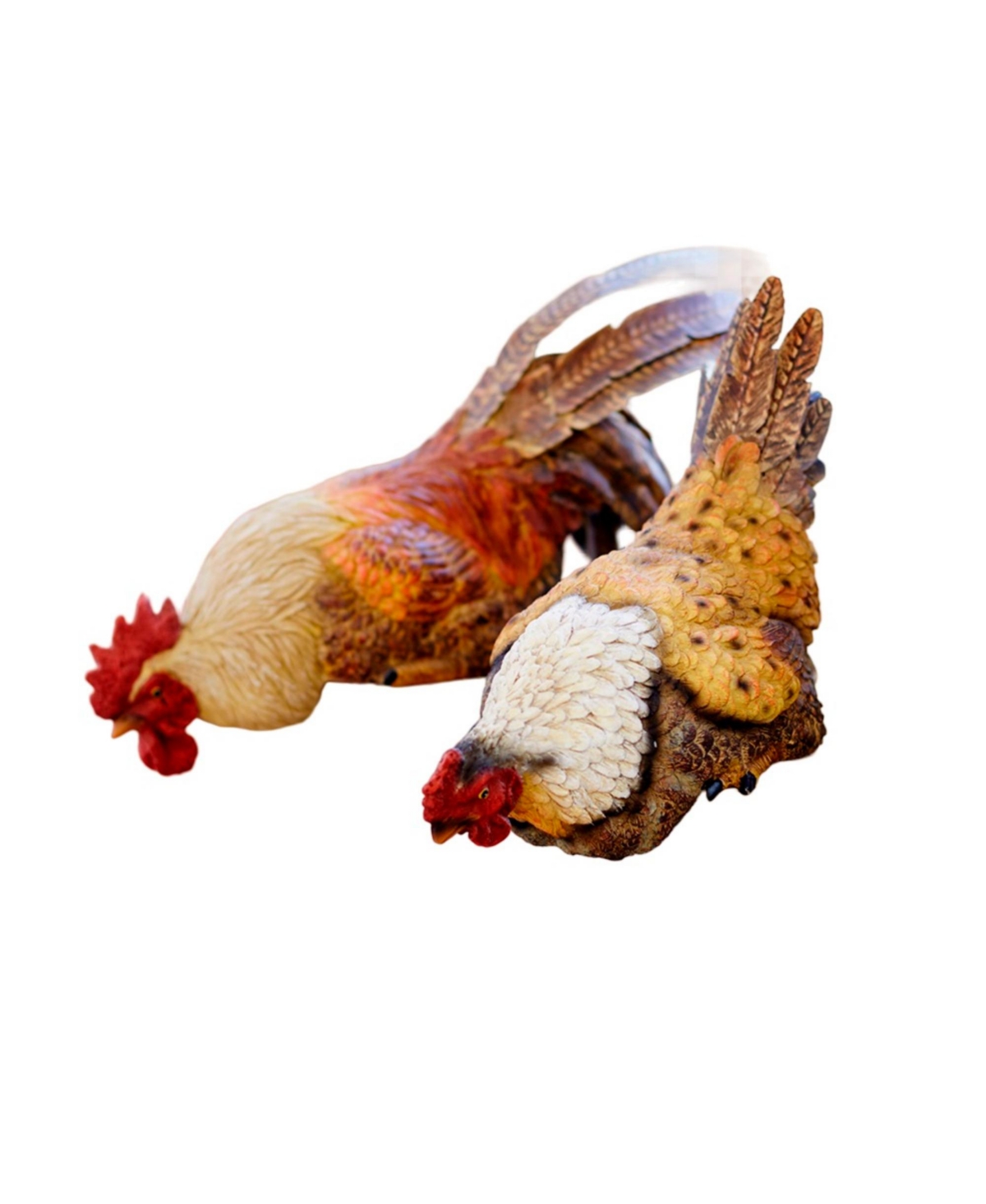 Slickblue Hen And Rooster Shelf Sitter With Metal Accents (Set of 2)