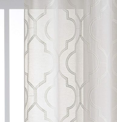 2 Piece Charlotte Clover Trellis Grommet Top Sheer Voile Window Curtain Panels