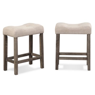 Button Tufted Counter Height Saddle Stool, Set of 2