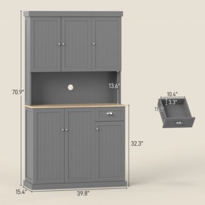 71" Buffet with Hutch, Kitchen Pantry Storage Cabinet with Drawer