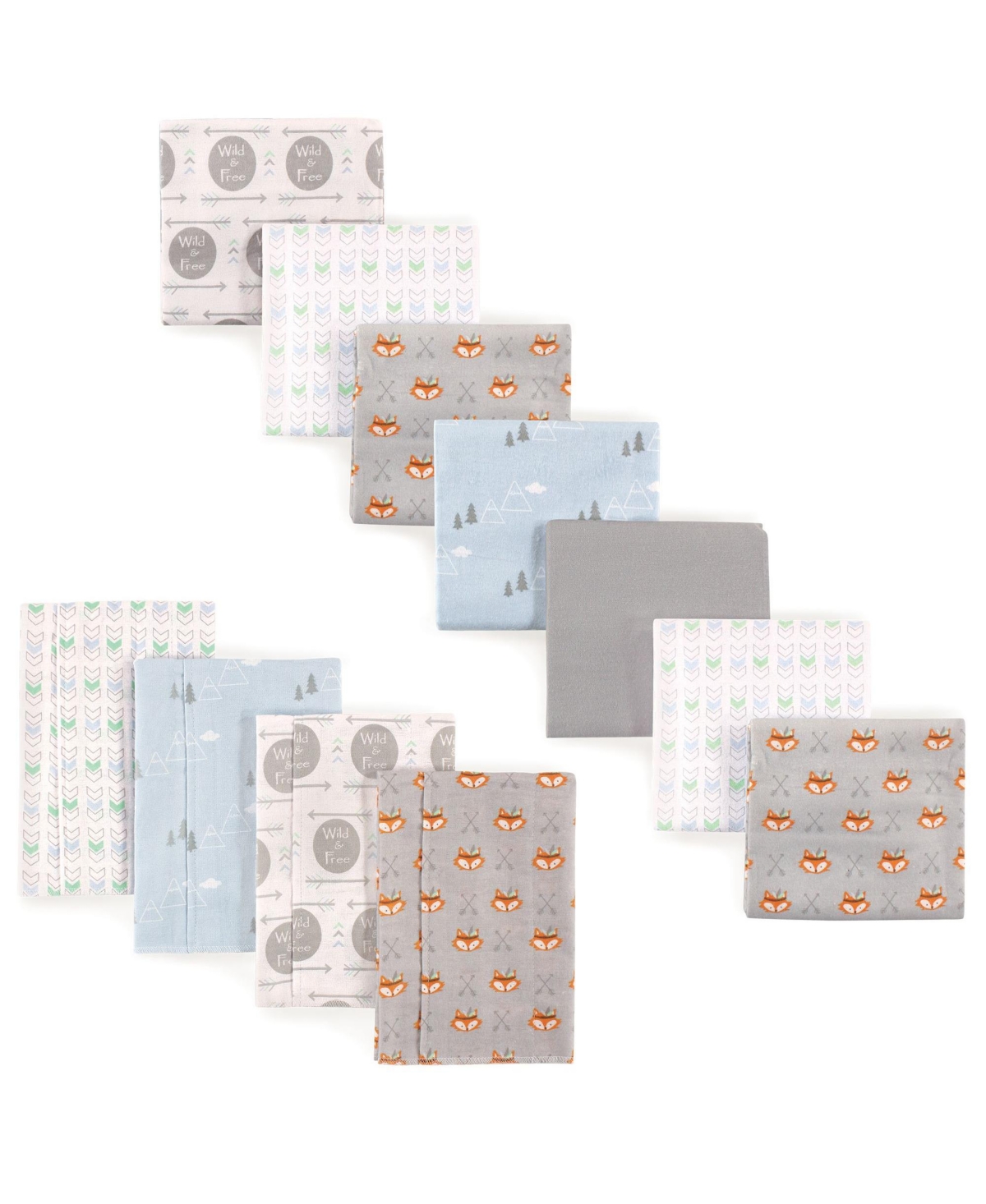 Luvable Friends Boys Essential 11-Count Cotton Flannel Nursery Set Burp Cloths & Receiving Blankets
