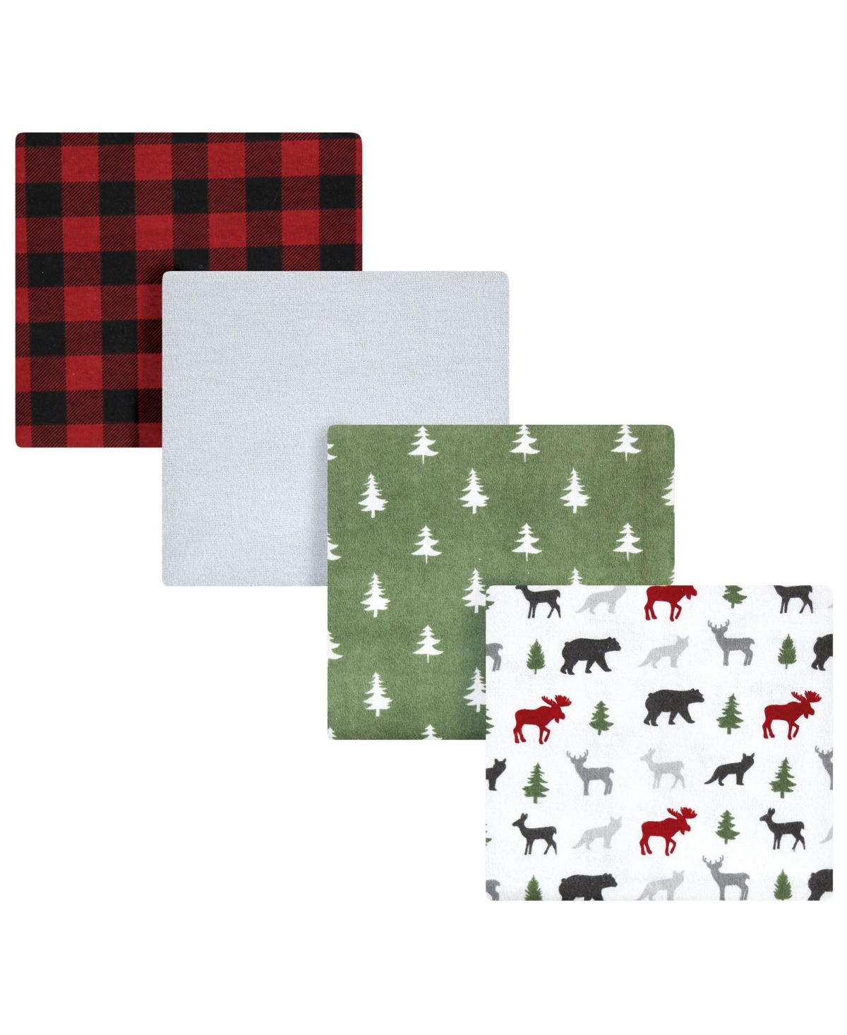 Hudson Baby Cotton Flannel Receiving Blankets Bundle Set, Christmas Scene One Size - Woodland christmas