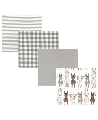 Unisex Four-Pack Flannel Infant Receiving Blanket Cotton/Poly Blend