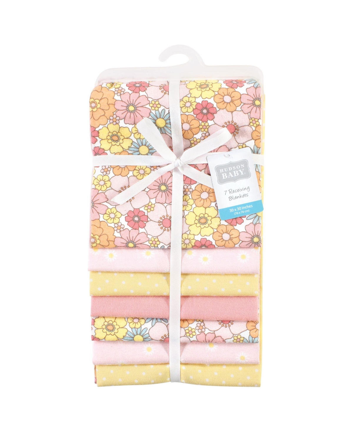 Hudson Baby Infant Girl Cotton Rich Flannel Receiving Blankets Bundle, One Size - Peace love flowers