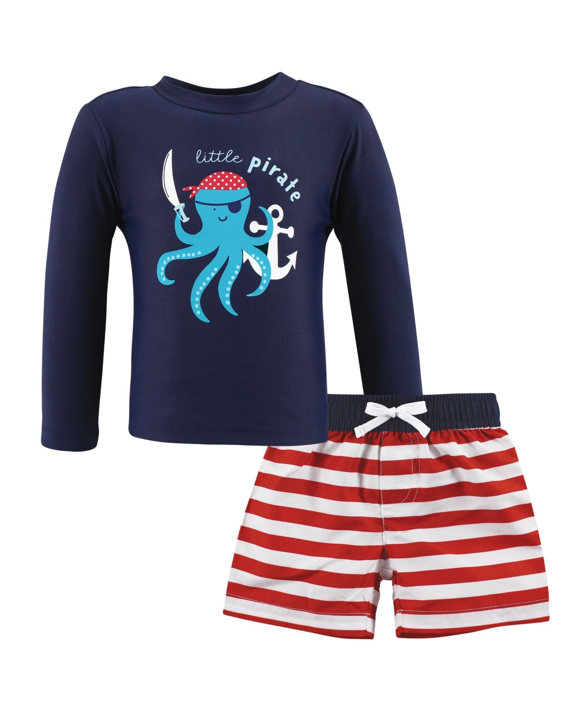 Hudson Baby Baby Boys Hudson Swim Rashguard Set, Space, 12-18 Months - Pirate octopus