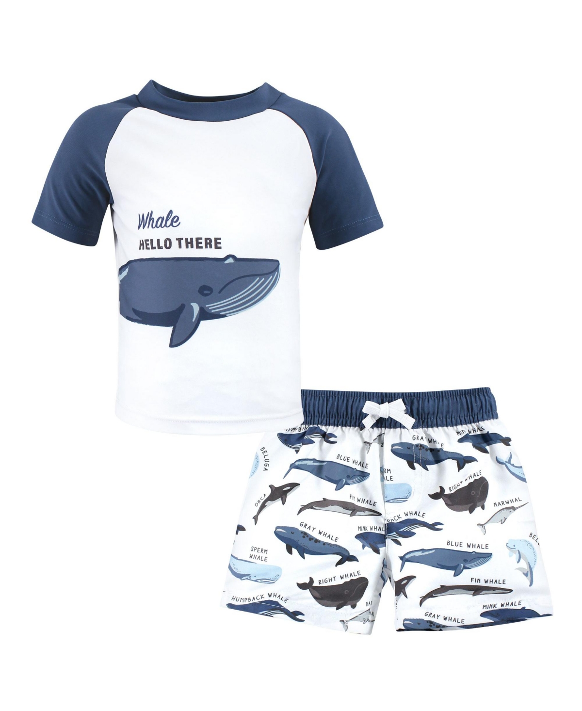 Hudson Baby Baby Boys Hudson Swim Rashguard Set, Lobster, 12-18 Months - Whale hello there