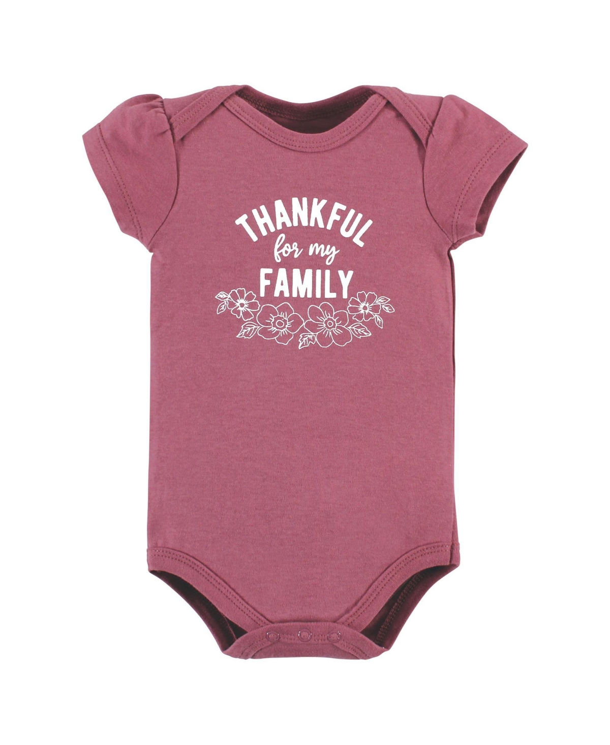 Hudson Baby Baby Girls Cotton Bodysuits,- Thankful floral