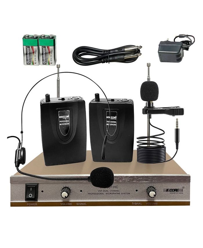 5 Core VHF Dual Channel DIGITAL PRO Wireless Microphone System with ...