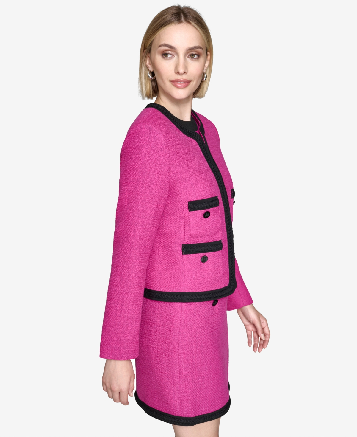 Karl Lagerfeld Paris Women's Braided-Trim Blazer -bl
