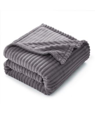 Ultra Soft & Light Ribbed Fleece Blanket - Throw/Travel 50"x60"