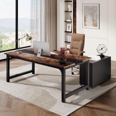 63" Computer Desk with 40" Lateral File Cabinet Set, Executive Desk and Mobile Drawer Cabinet , Modern Furniture Set
