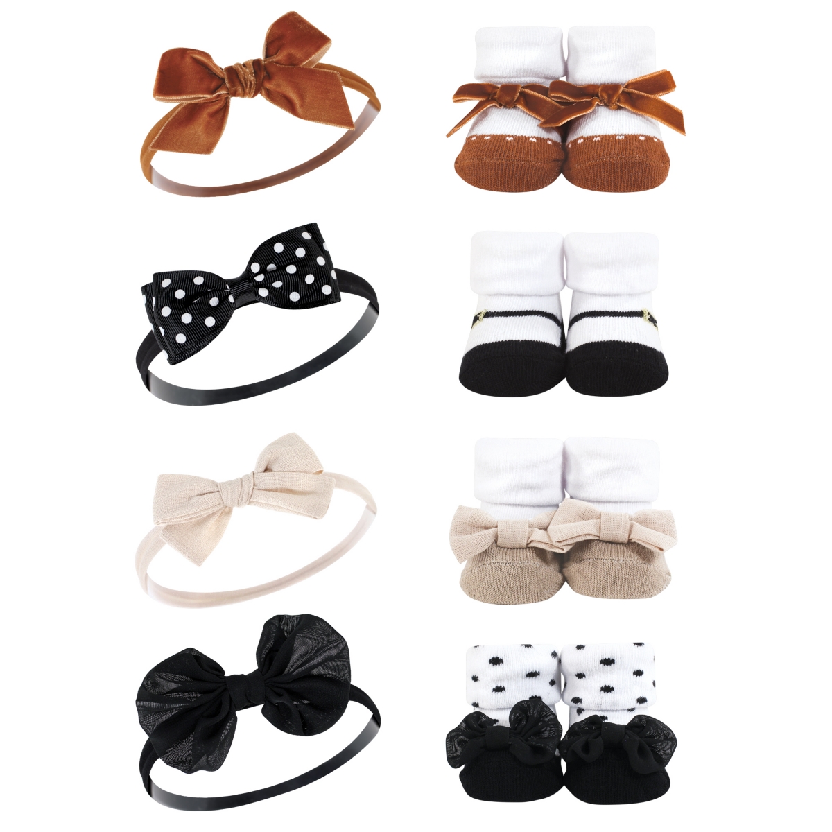 Hudson Baby Infant Girl 16Pc Headband and Socks Giftset, One Size - Classic neutrals