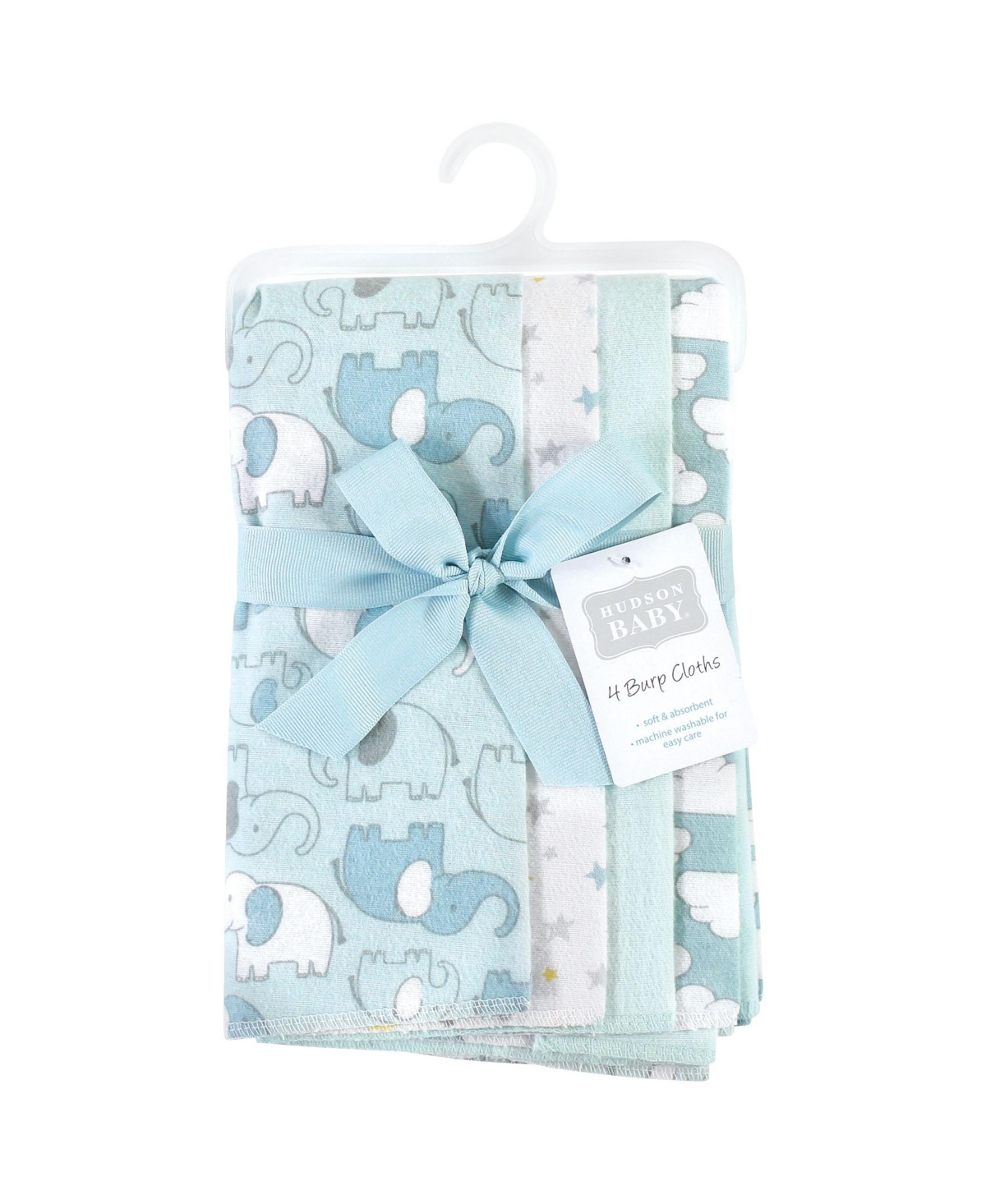 Hudson Baby Infant Boy Cotton Flannel Burp Cloths, Boy New Elephant 4-Pack, One Size - Boy new elephant 4-pack