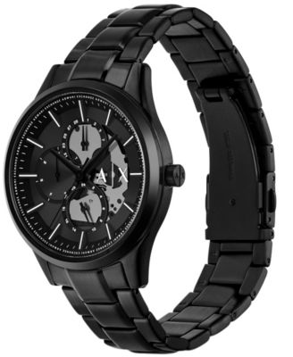Men's Quartz Multifunction Black Stainless Steel 42MM
