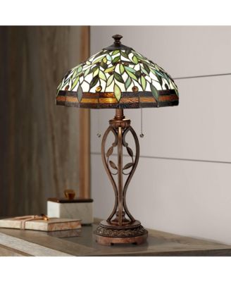 Traditional Table Lamp 26" High Bronze Leaf and Vine Glass Shade for Living Room Family Bedroom Bedside Nightstand