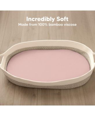 Bassinet Sheet for Baby Girls, Boys, 2-Pack Isla Fitted Bassinet Sheets, Bassinet Mattress Sheets