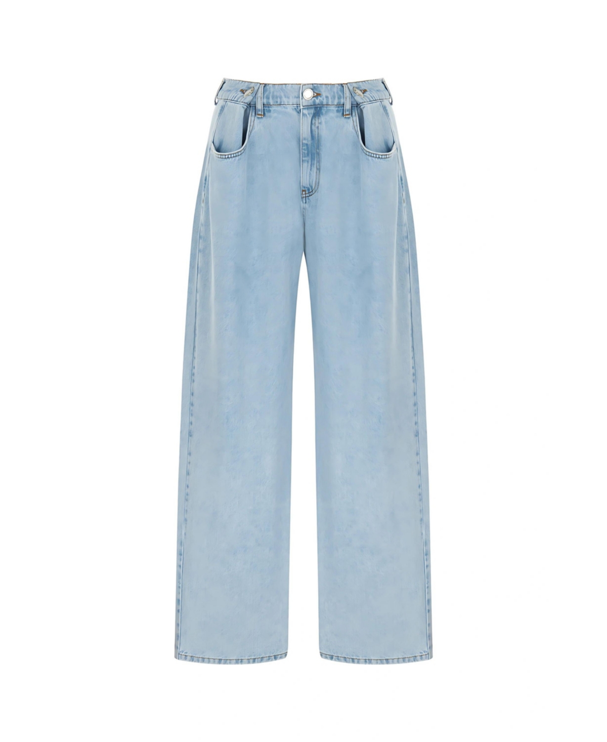 Women's Contrast Jeans with Pockets - Blue