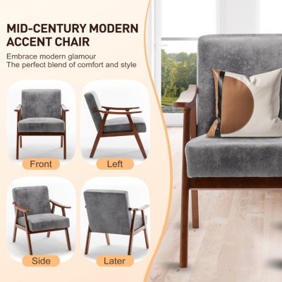 Mid-Century Velvet & Wood Accent Chair for Comfort and Style