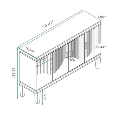 + 70" + Wood + 4-Door + Cabinet