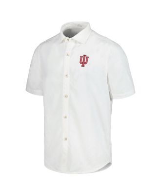 Men's White Indiana Hoosiers Coconut Point Palm Vista IslandZone Camp Button-Up Shirt