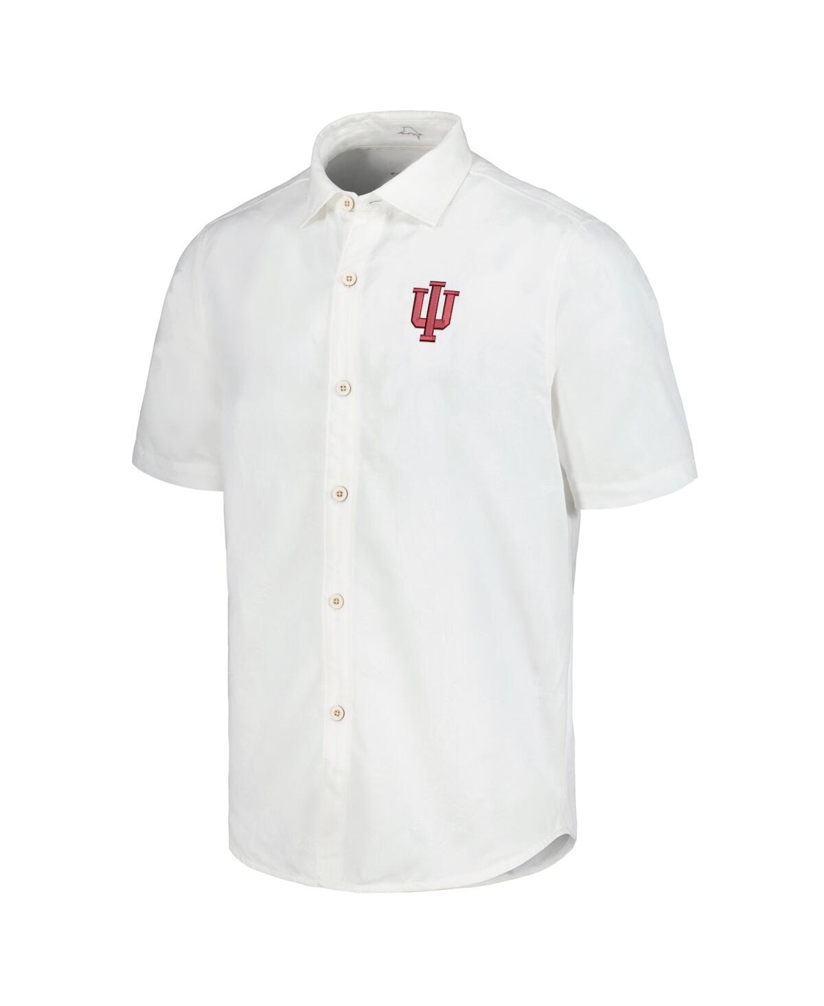 Tommy Bahama Men's White Indiana Hoosiers Coconut Point Palm Vista Islandzone Camp Button-up Shirt In White