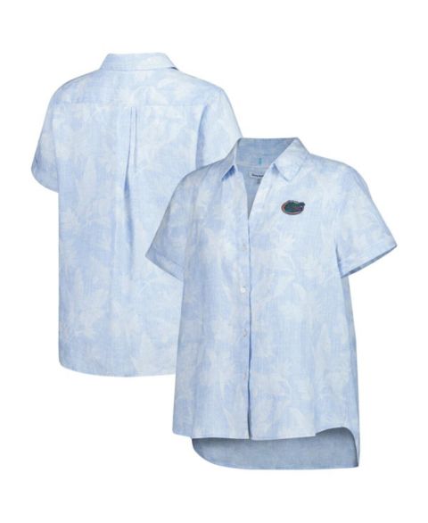 Женская рубашка Tommy Bahama Light Blue Florida Gators Legacy Leaves Camp Button-Up