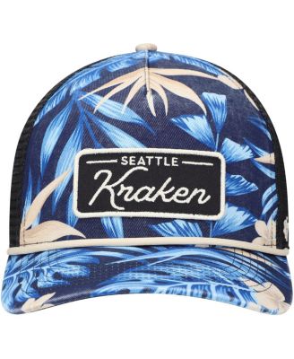 '47 Brand Men's Navy Seattle Kraken Tropicalia Allover Print Trucker Adjustable Hat
