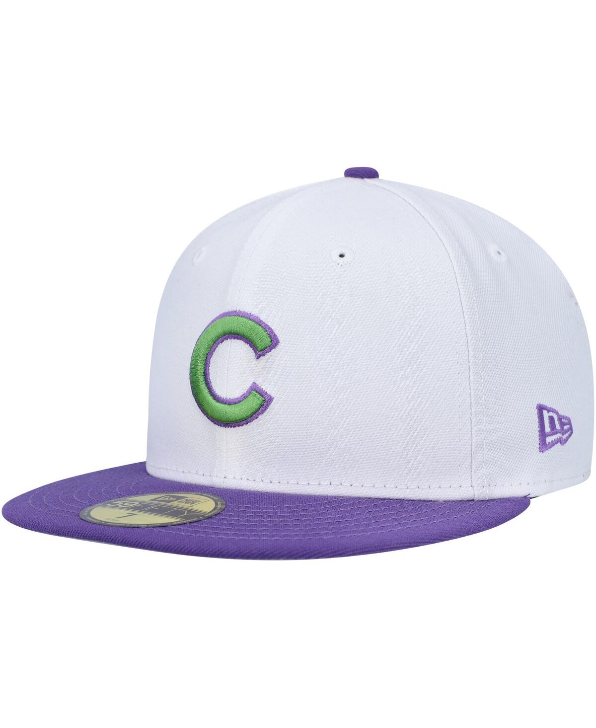 New Era Men'sChicago Cubs Side Patch 59FIFTY Fitted Hat - White