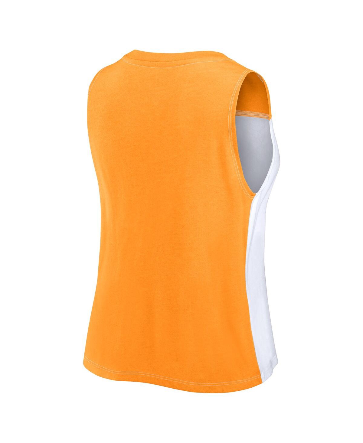 Fanatics Women's Orange/white Tennessee Volunteers Colorblock High Neck Tank Top In Tennessee Orange,white