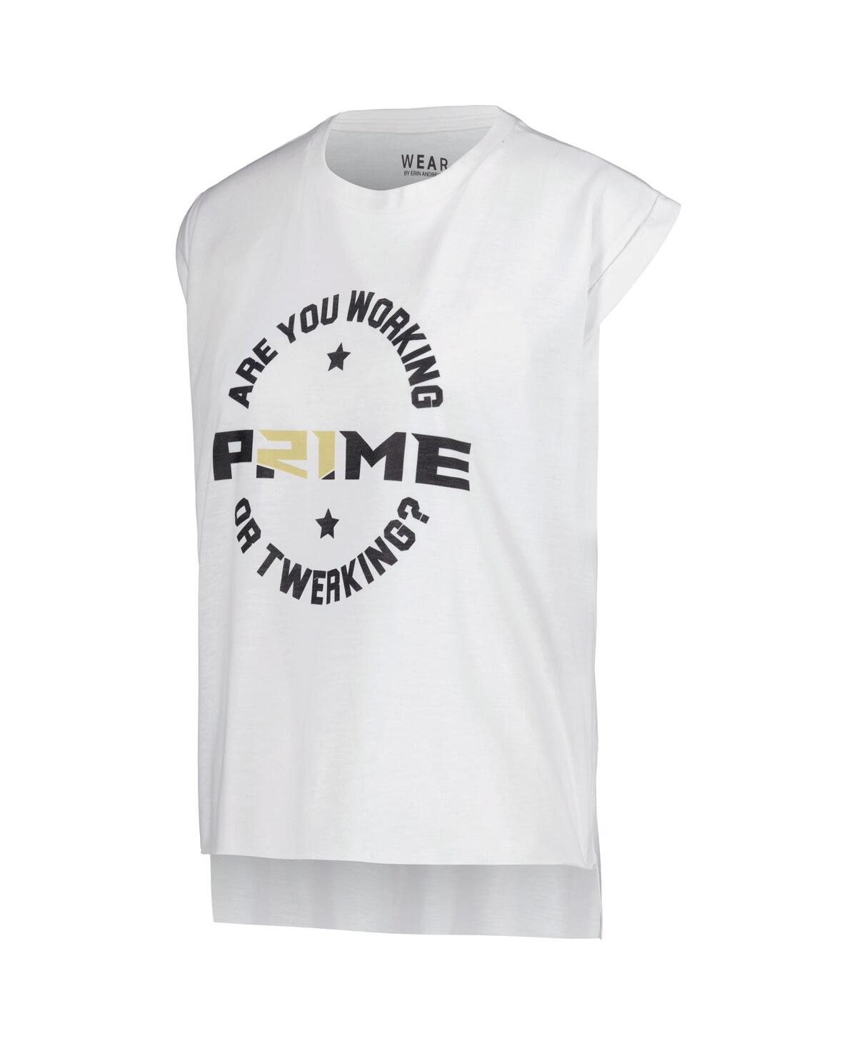Wear By Erin Andrews Women's White Colorado Buffaloes Coach Prime Working Sleeveless Muscle T-shirt In White