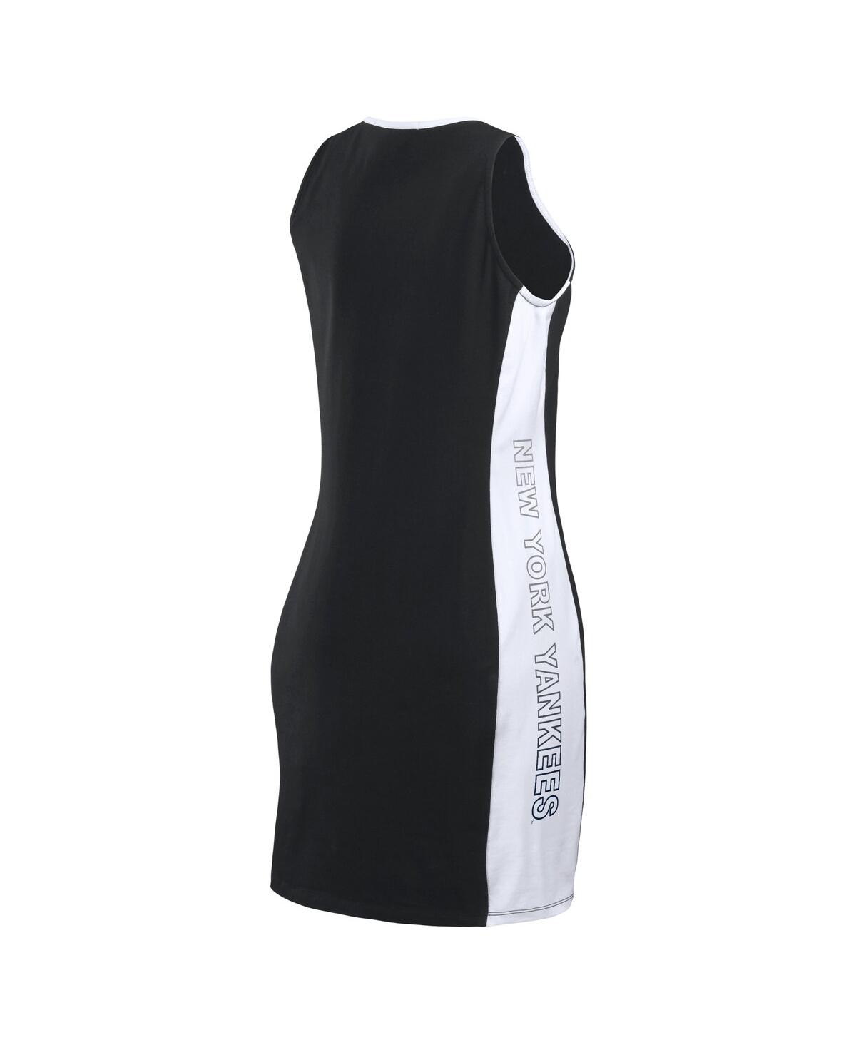 Wear By Erin Andrews Women's Black Los Angeles Dodgers Color Block Quarter-zip Sleeveless Dress In Black,white