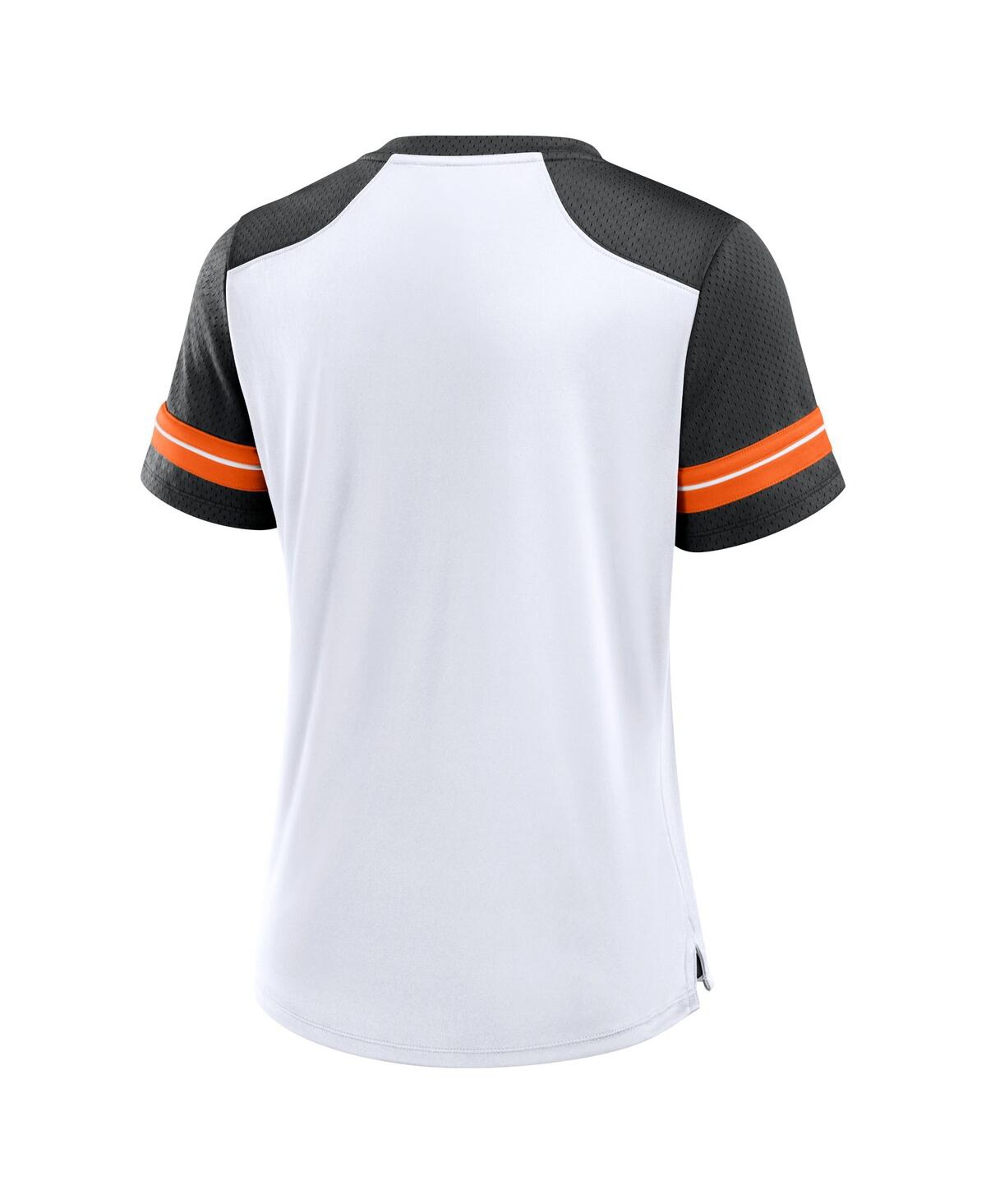 Fanatics Women's White/black Cincinnati Bengals Foiled Primary Lace-up T-shirt In White,black