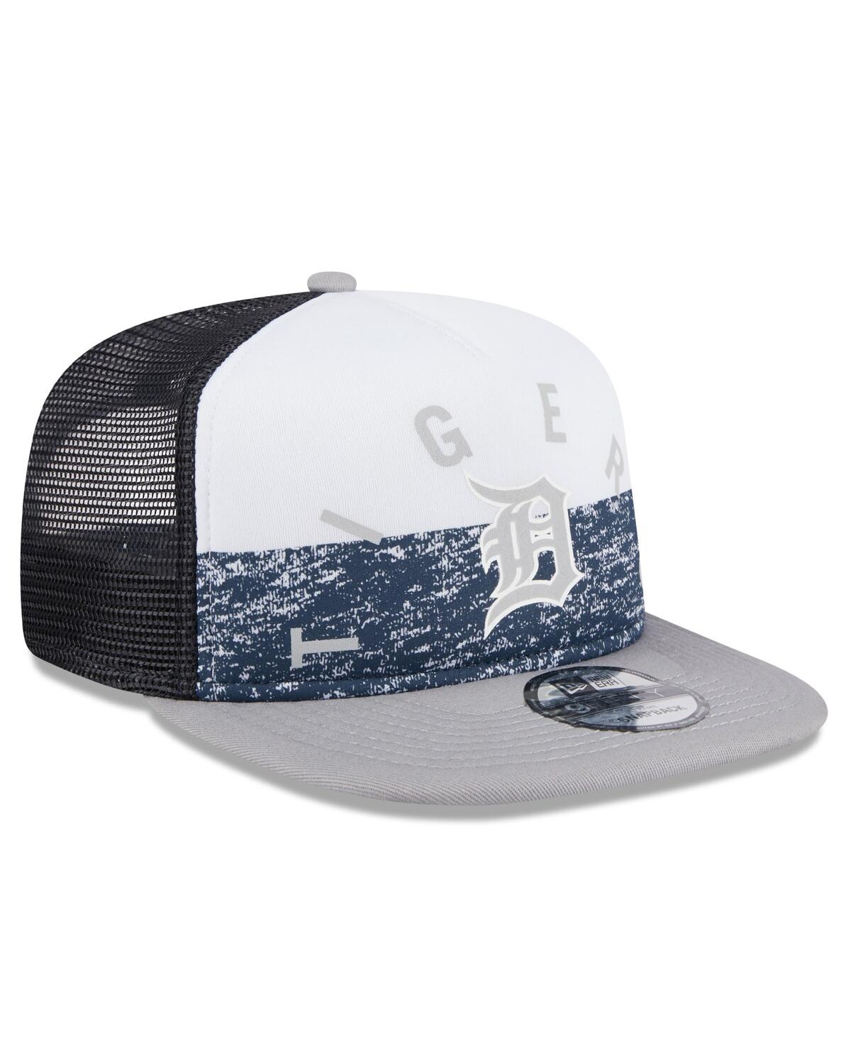 New Era Men'sGray Detroit Tigers Team Foam Front A-Frame Trucker 9FIFTY Snapback Hat - White, Gray