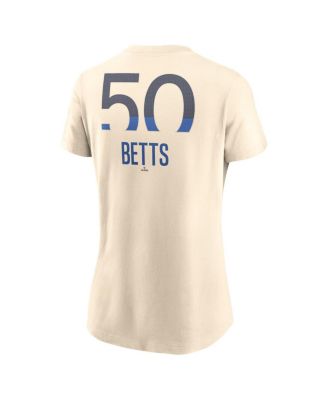 Women's Mookie Betts Cream Los Angeles Dodgers 2024 City Connect Fuse Name Number T-Shirt
