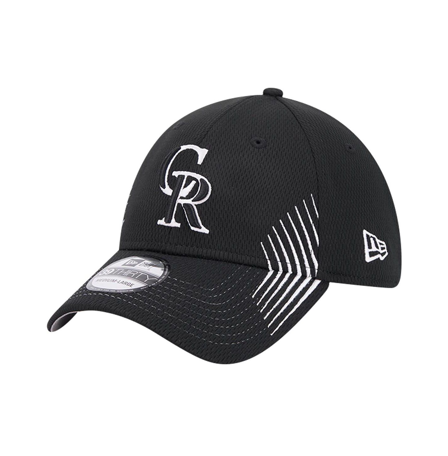 Мужская кепка New Era Black Colorado Rockies Active Dash Mark 39THIRTY Flex Hat — фото 1